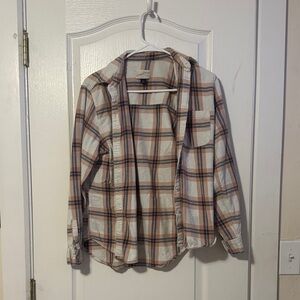 Universal Thread Peach and Black Plaid Shirt
